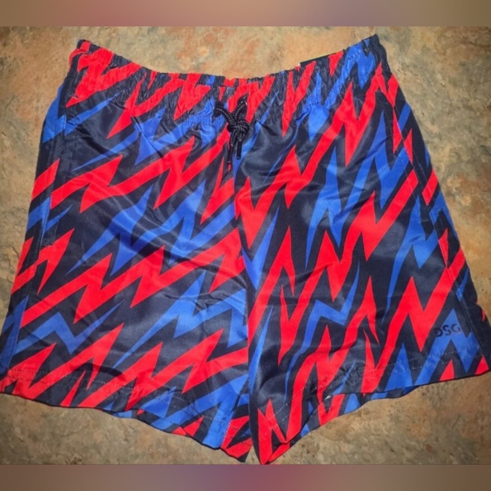 DSG Kids Zigzag Pattern Shorts - Red and Blue